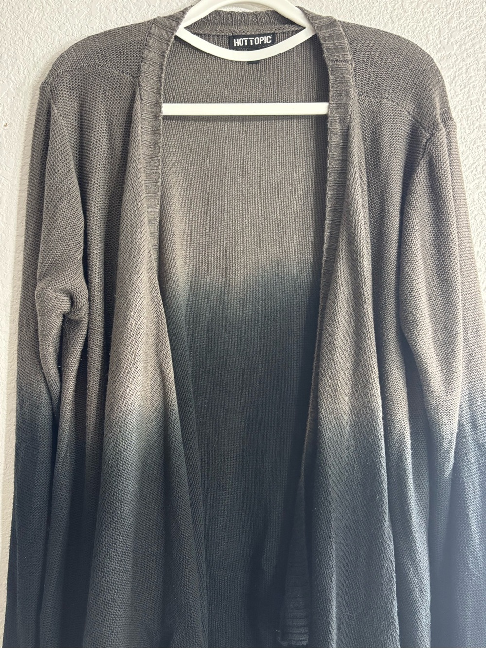 Hot Topic Ombre Black to Gray Draped Open-Front Knit Cardigan Woman XL - Picture 2 of 5